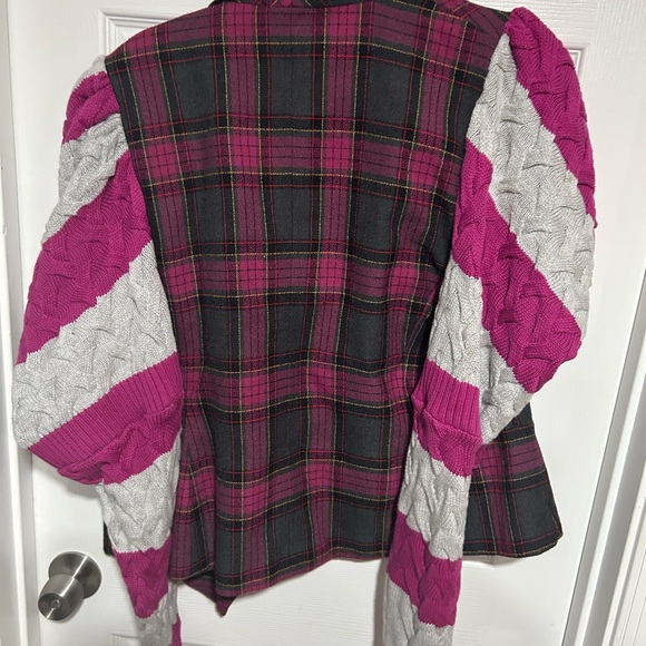 Plaid Blazer with Pink and Gray Accents - Picture 2 of 2